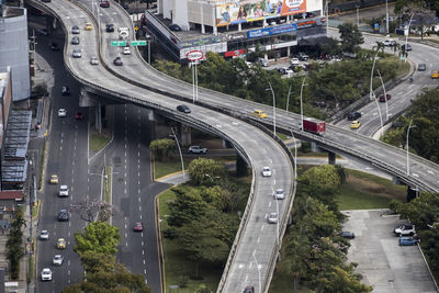 High angle view of road over road in city