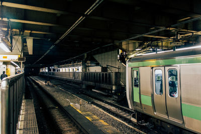 Train on railroad station platform