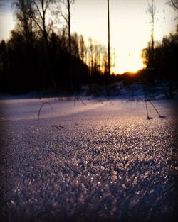 Scenic view of field against sky during sunset