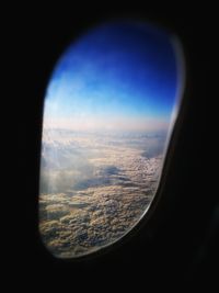 Aerial view of landscape seen from airplane window