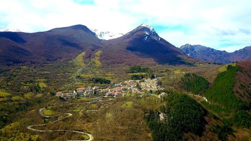 Scenic view of mountains against sky