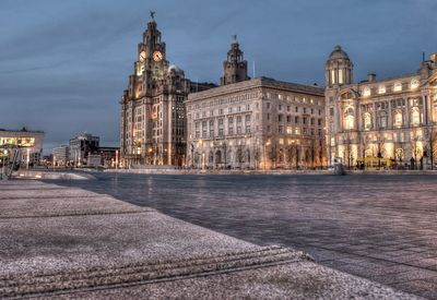 Cunard building and port of liverpool building at dusk