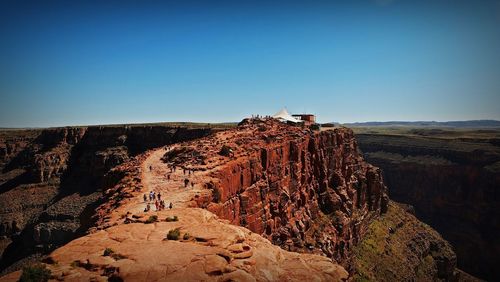 Scenic view of landscape against clear blue sky