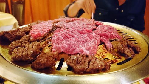 Close-up of meat in plate