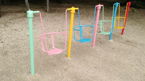 Close-up of swings