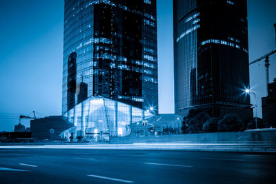 Low angle view of modern buildings against sky