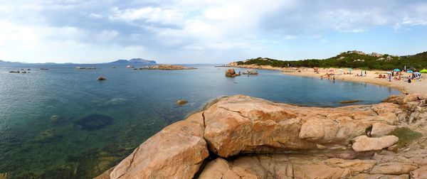 Scenic view of sea against cloudy sky