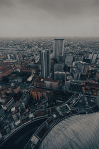 Cinematic view of milan city from above urban lifestyle concept