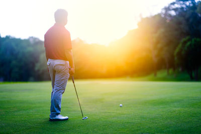 Man standing on golf course