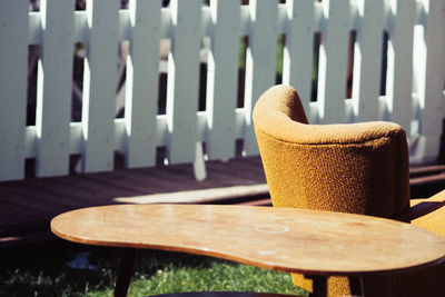 Close-up of chair on table