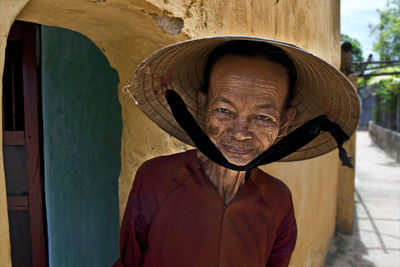 Portrait of woman wearing hat
