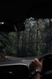 Man seen through car windshield