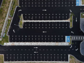 High angle view of old truck on road