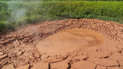 High angle view of land