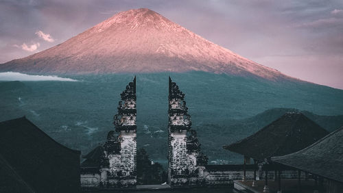 Scenic view of temple against mountain