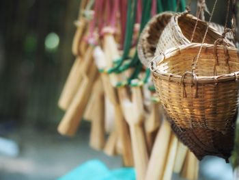 Close-up of wicker basket