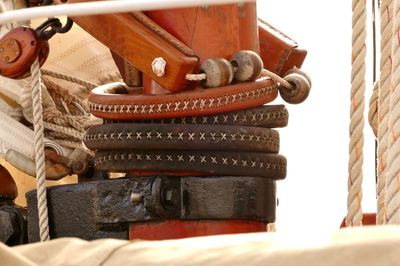 Close-up of ropes on boat