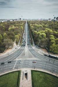 High angle view of highway against sky