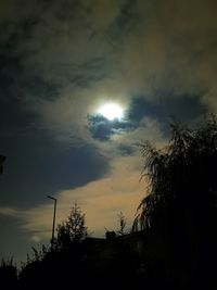 Low angle view of silhouette trees against sky at night