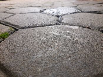 High angle view of cracked street