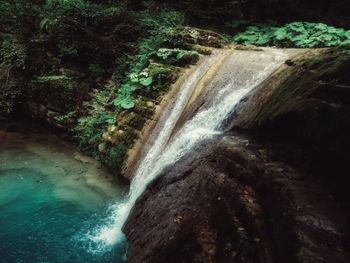 Scenic view of waterfall