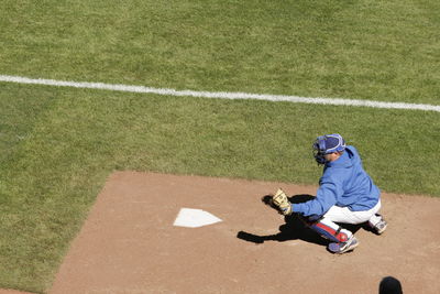 High angle view of baseball player