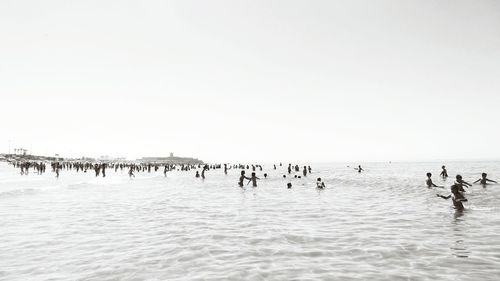 Scenic view of sea against clear sky