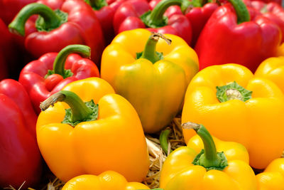 Close-up of bell peppers in market