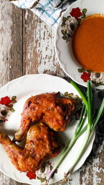 High angle view of meal served in plate