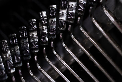 Close up of metal typewriter machine keys