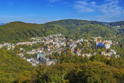 View of karlovy vary from diana observation tower, czech republic