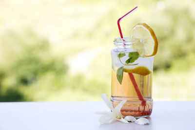 Close-up of drink on table