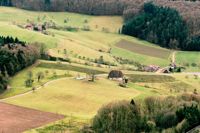 High angle view of field