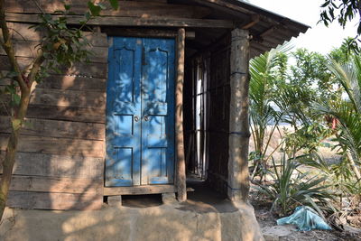 Closed door of old building