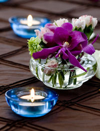 Close-up of flowers on table