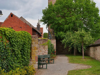 Trees and plants outside house against sky