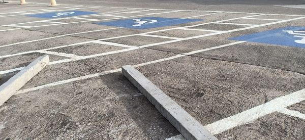 High angle view of zebra crossing on street