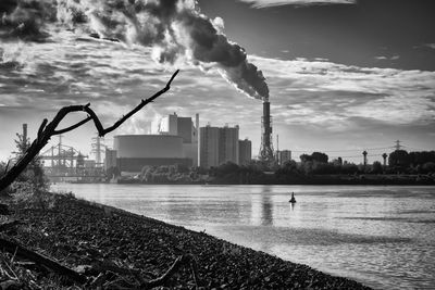 View of cityscape with river in background