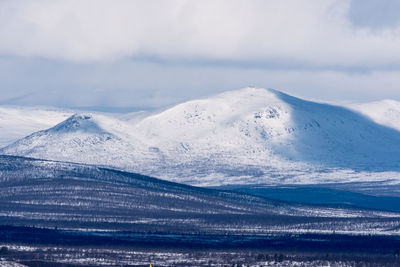 Scenic view of snow mountains against sky