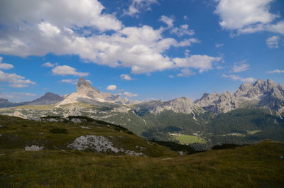 Scenic view of mountains against sky