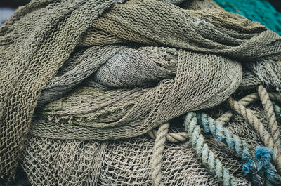 Full frame shot of tangled fishing net