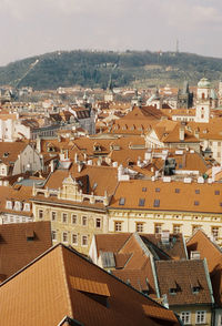 High angle view of townscape against sky