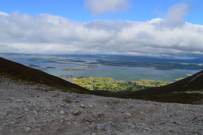 Scenic view of landscape against cloudy sky