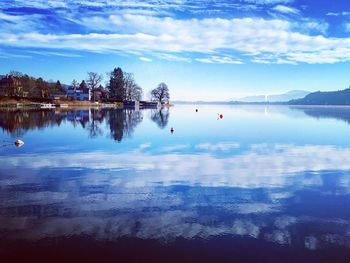 Scenic view of lake against sky