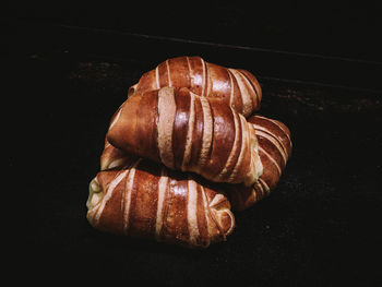 High angle view of bread on table