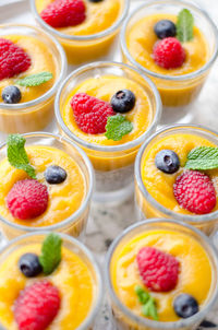 High angle view of multi colored fruits in plate