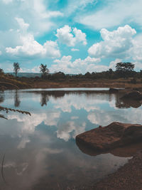 Scenic view of lake against sky