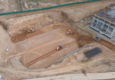 High angle view of man standing in water
