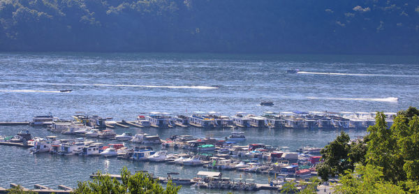 High angle view of sea against sky