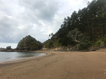 Scenic view of beach against sky